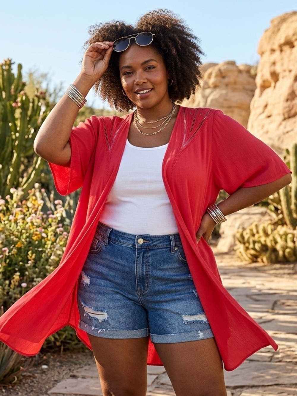 NWT Torrid Sz 2X Red Crinkle Gauze Kimono Cover Up Top Lightweight Cardigan
